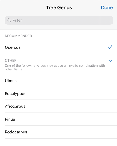 Contingent values list Contingent values list